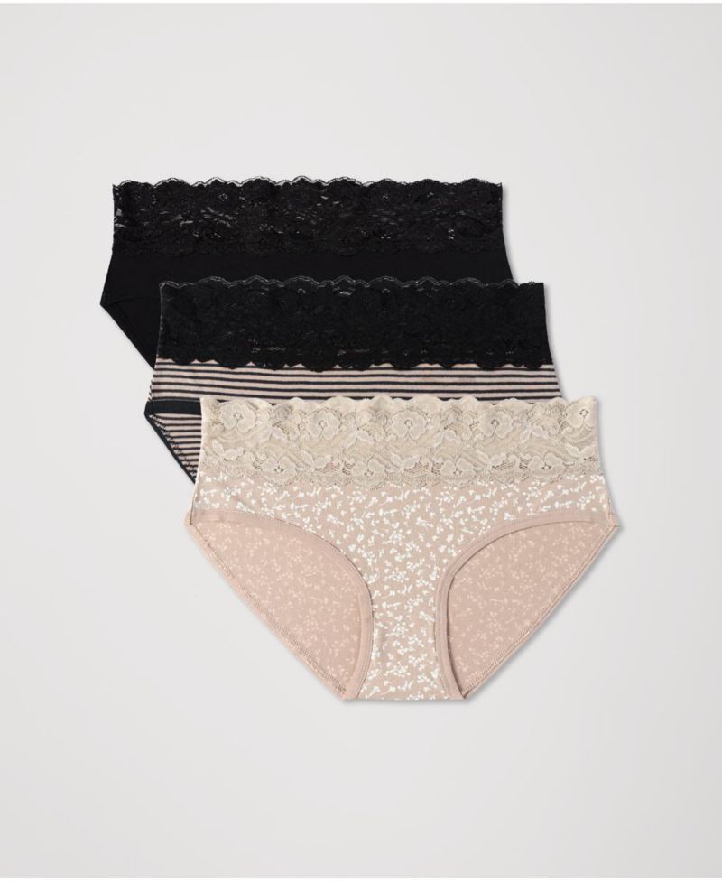 Women's Lace Waist Brief 3-Pack Made with Organic Cotton