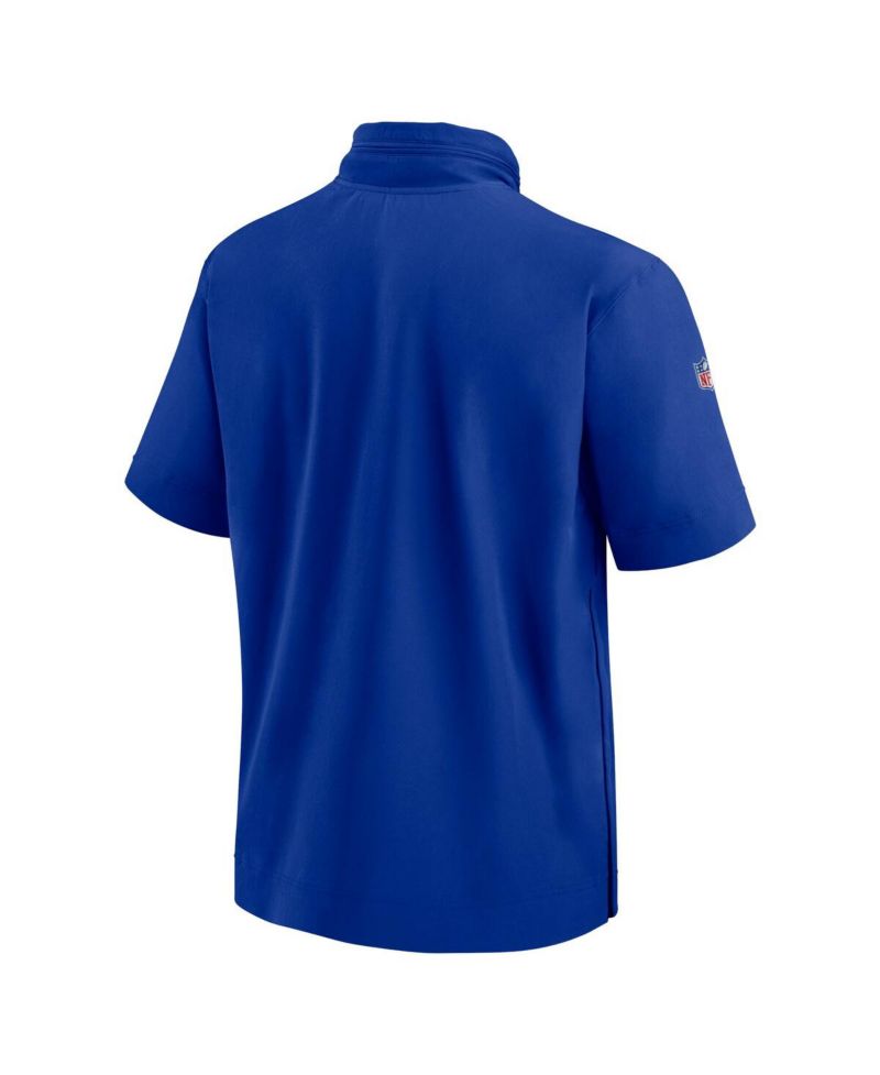 Men's Royal Buffalo Bills 2024 Sideline Coach Short Sleeve Half-Zip Hoodie Jacket