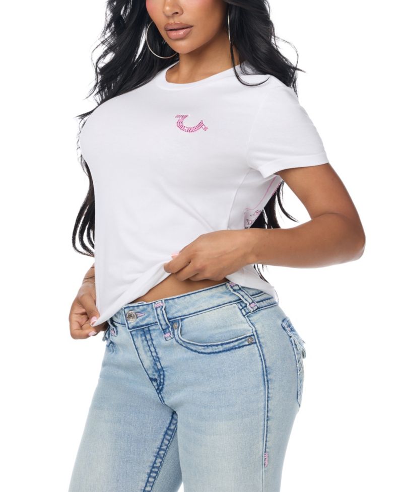 Women's Crystal Buddha Short-Sleeve Graphic Crew Neck T-Shirt