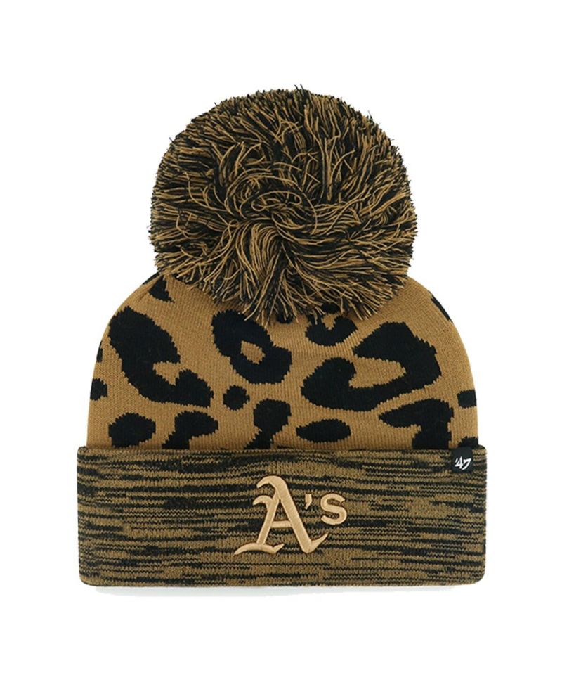 Women's Athletics Leopard Rosette Cuffed Knit Hat with Pom