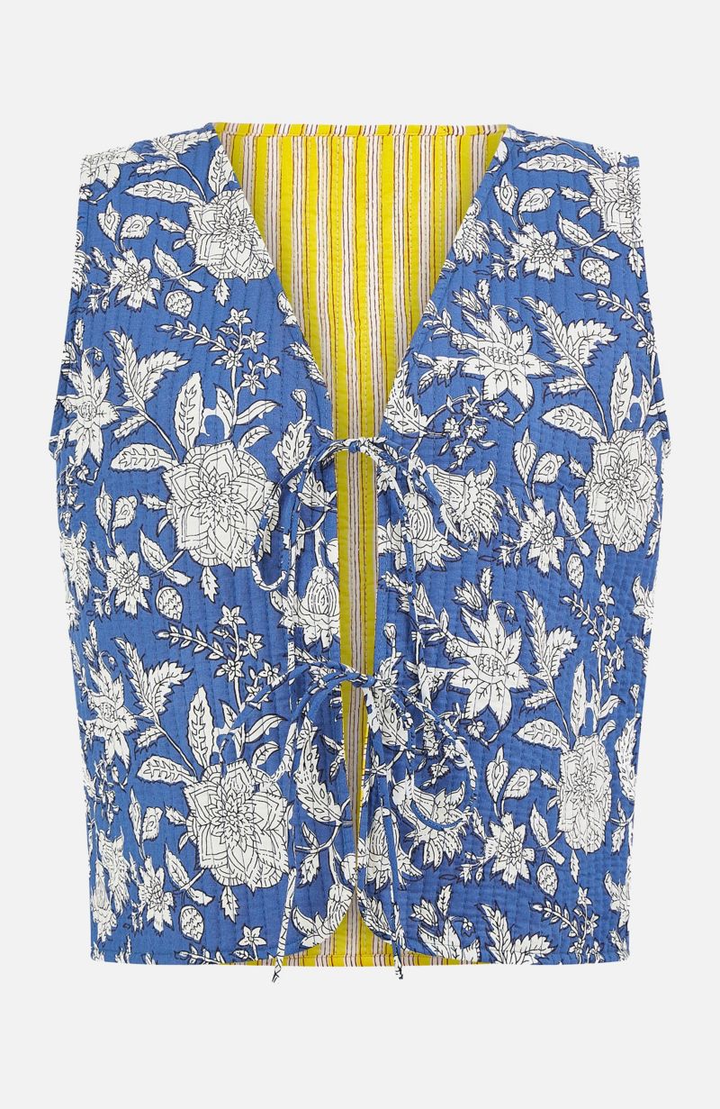 Women's Floral Reversible Quilted Vest Jacket