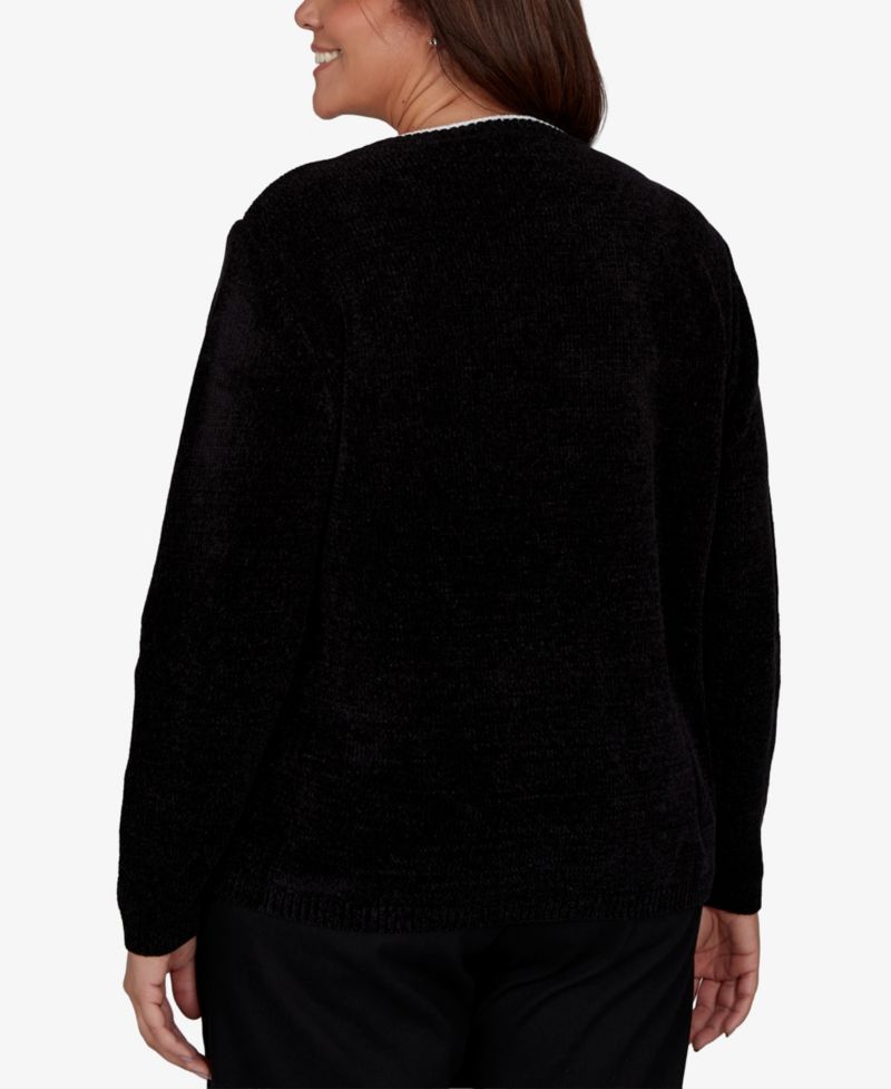 Plus Size Colorblock Textured-Chenille Sweater