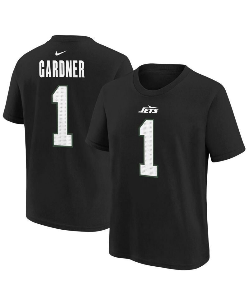 Big Boys and Girls Ahmad Sauce Gardner Black New York Jets Player Name & Number T-Shirt