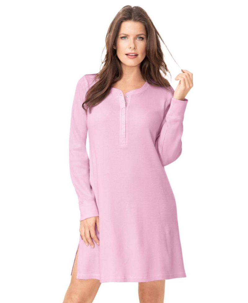 Plus Size Dreams and Co. Thermal Henley Sleepshirt