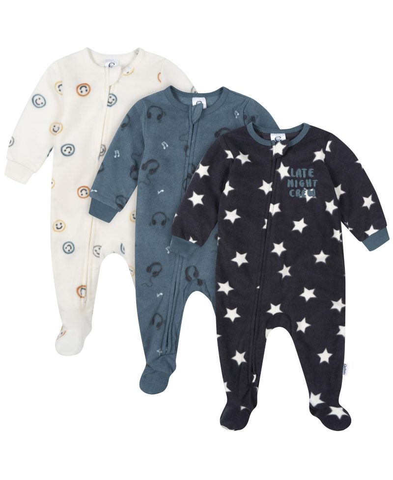 Baby -Pack Footless Fleece Pajamas