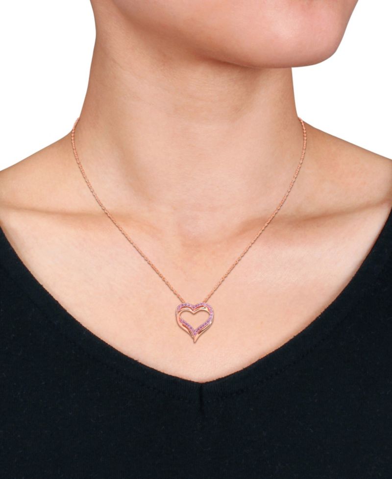 Lab Created Pink Sapphire (1/2 ct. t.w.) Pendant Necklace in 18k Rose Gold Flash Plated Sterling Silver