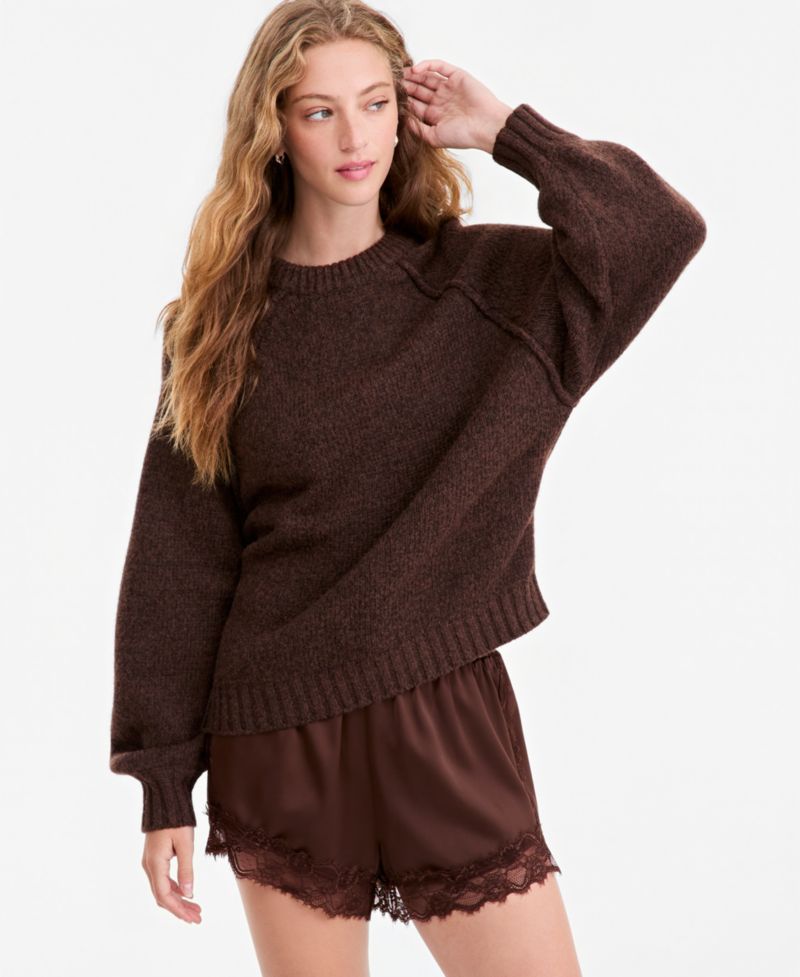 Petite Raglan Slouchy Crew Sweater