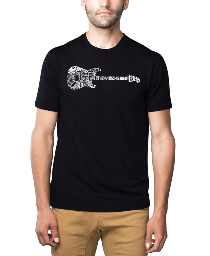 Men's Cotton/Poly Blend Word Art T-Shirt - Rock Guitar Body Word Art