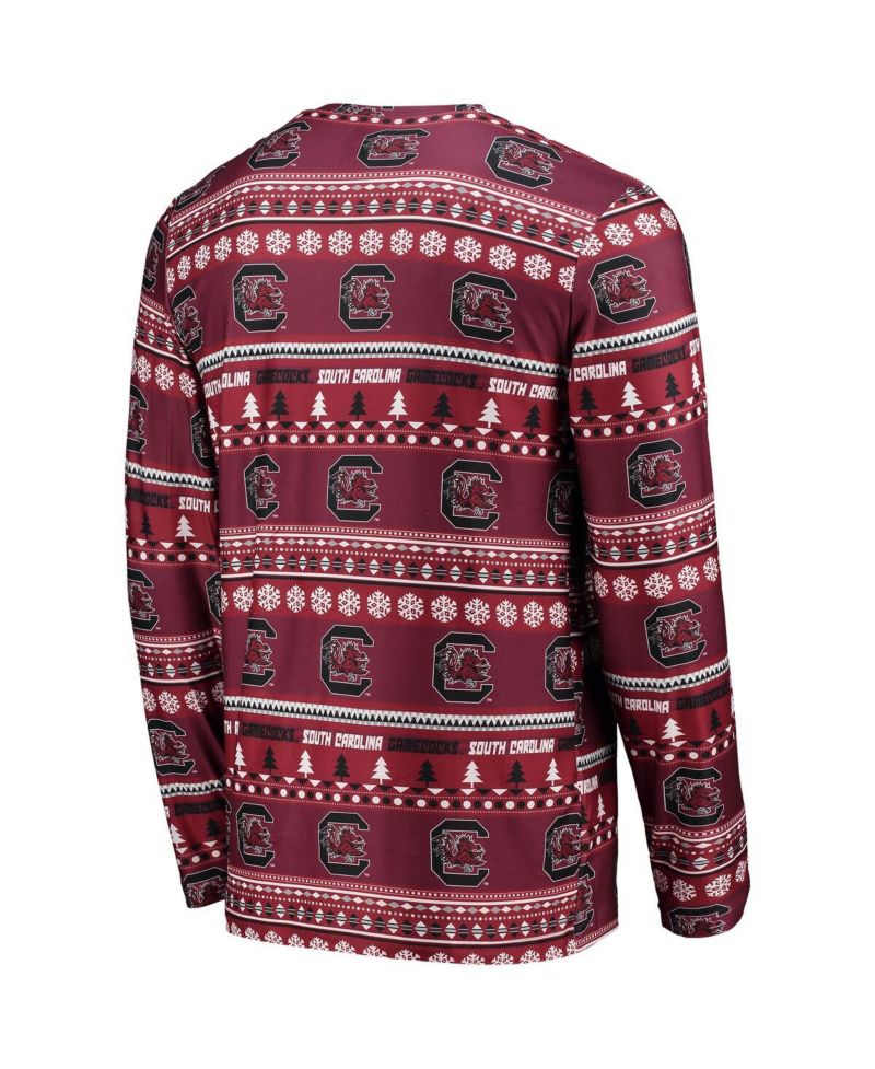 Men's 2-Piece Garnet South Carolina Gamecocks Ugly Sweater Long Sleeve Top and Pants Sleep Set