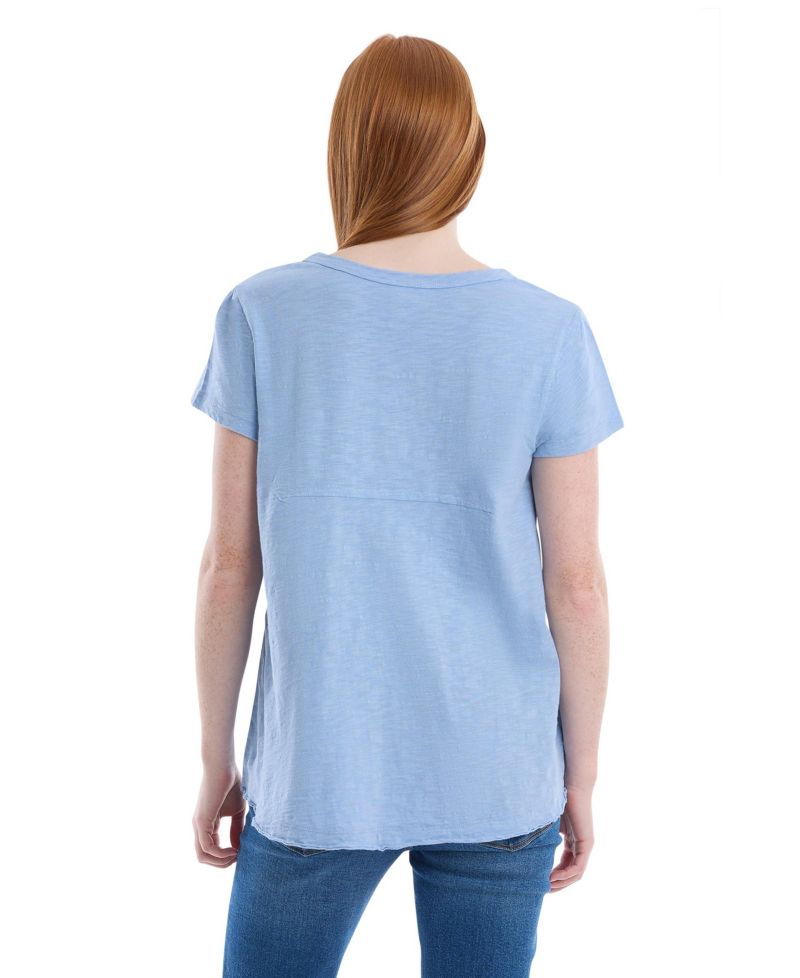 Women's Women''s Short Sleeve Placket Hi-Lo Tee