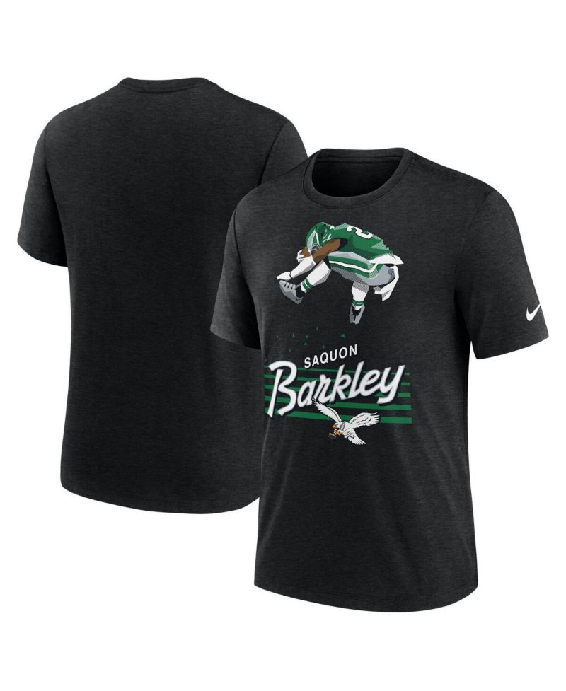 Men's Saquon Barkley Heather Black Philadelphia Eagles Player Graphic T-Shirt