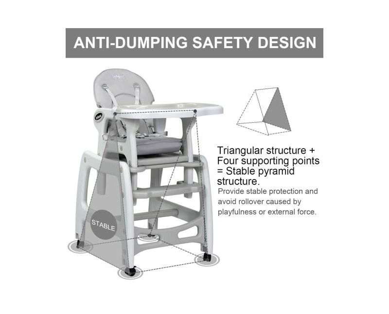 Girls 3-in-1 High Chair with Lockable Universal Wheels