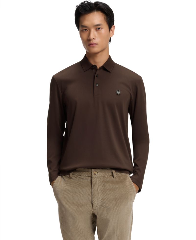 Men's Long-Sleeve Double B Monogram Polo Shirt