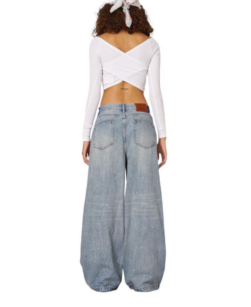 Women's Rhinestone Baggy Jeans