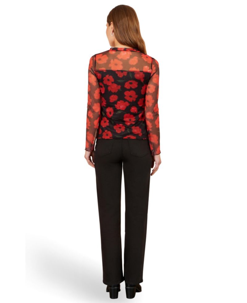 Women's Poppy Sheer Mesh Long Sleeve Top