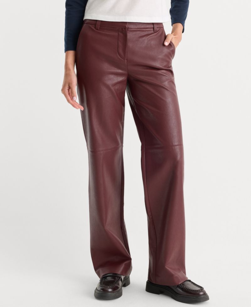 Women's Better Than Leather Low-Rise Wide-Leg Faux Leather Trousers