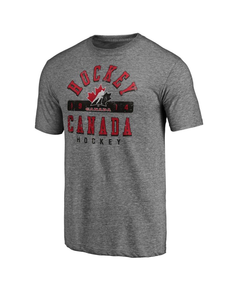 Men's Heather Gray Hockey Canada Drop the Gloves Tri-Blend T-Shirt