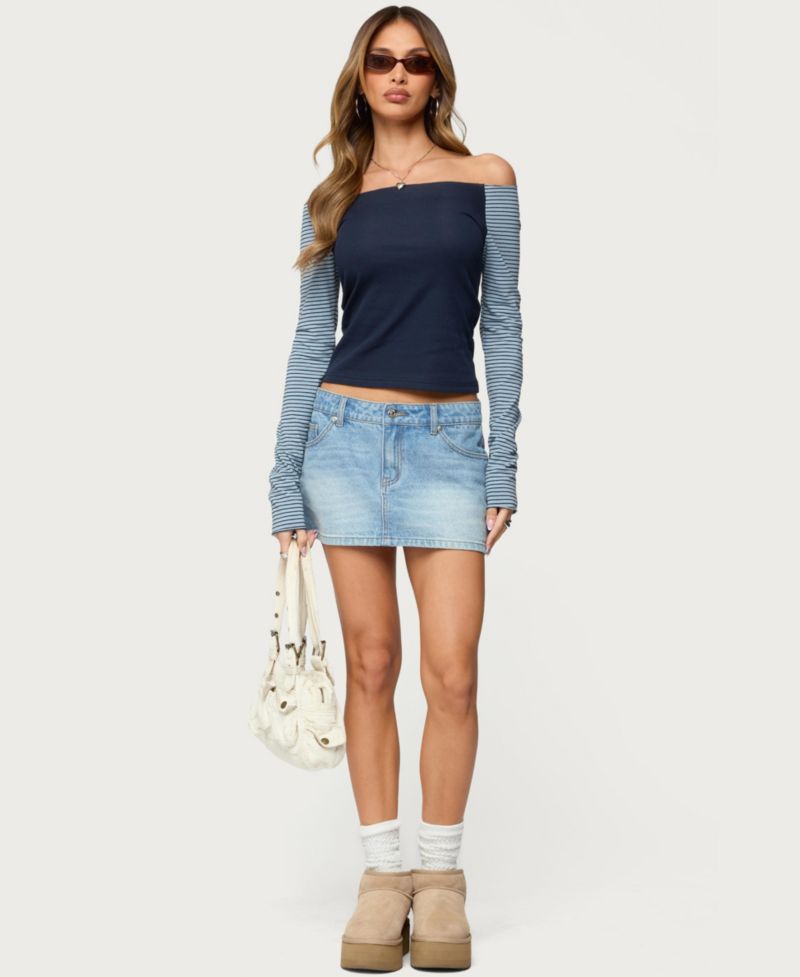 Women's Rion Contrast Striped Off Shoulder Top