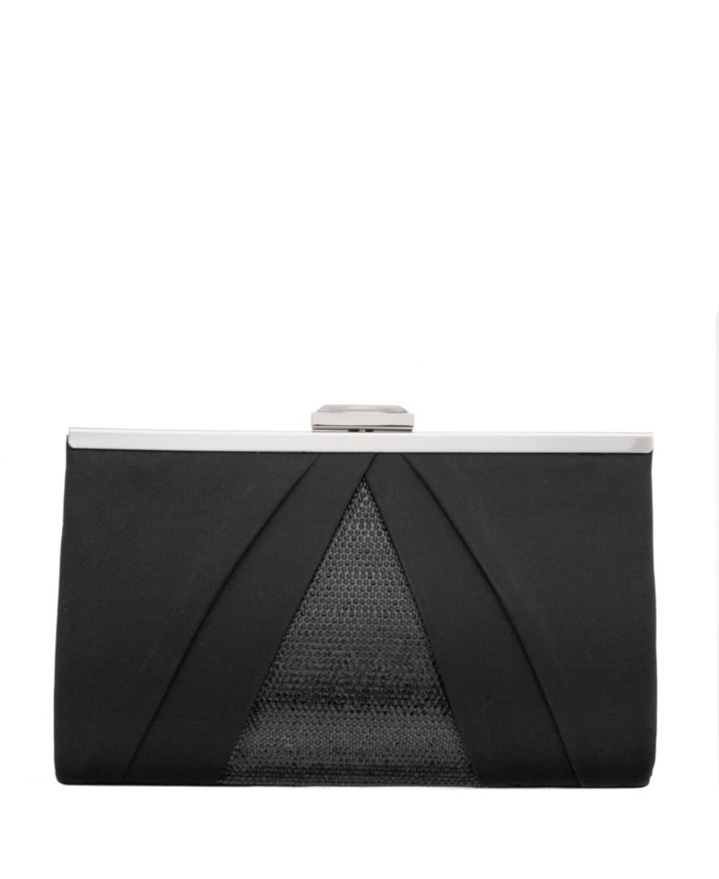 Women's Pleated Stain Crystal Frame Clutch