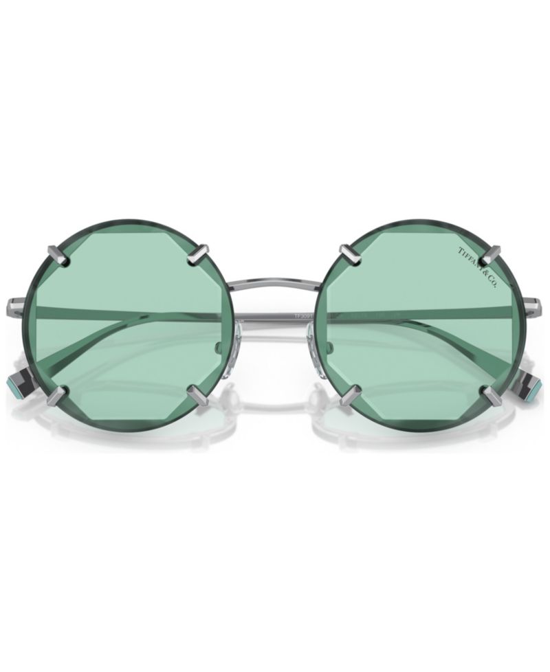 Women's Round Etched Metal Frame Sunglasses, TF3091