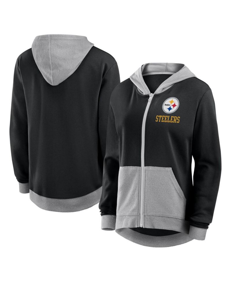 Women's Black Pittsburgh Steelers Hit It French Terry Full-Zip Hoodie