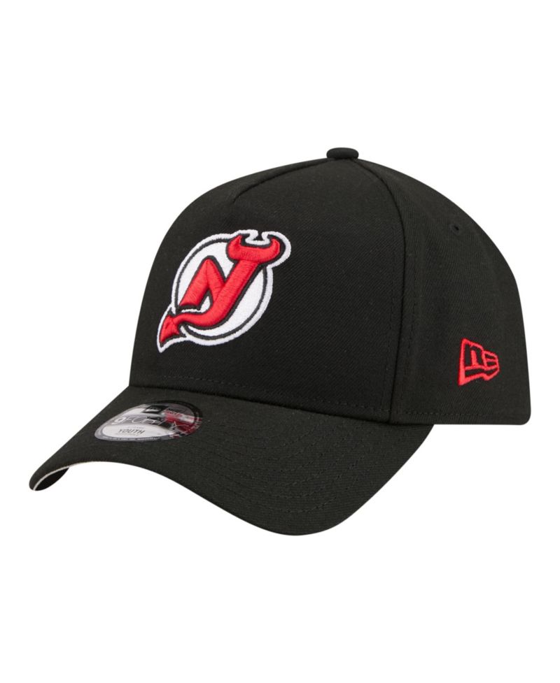Big Boys and Girls Black New Jersey Devils 9FORTY A-Frame Adjustable Hat