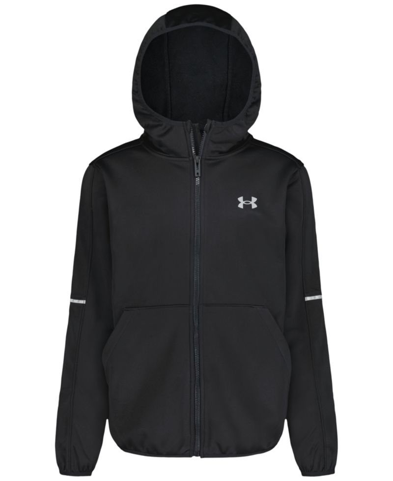 Boys' 8-20 Solid Logo Full-Zip Windproof Hooded Jacket