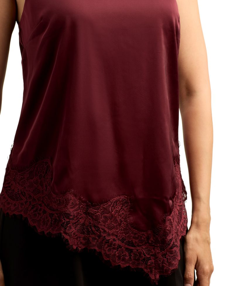 Juniors' Stretch Satin Halter Sleeveless Top