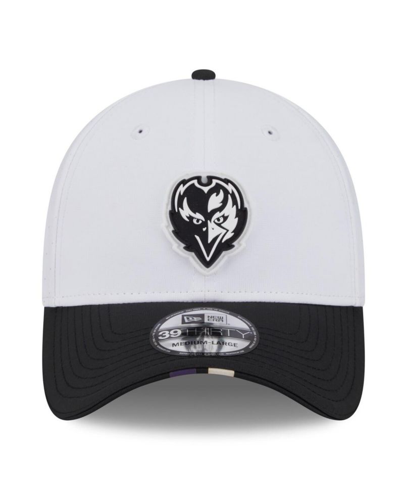 Men's White/Black Baltimore Ravens 2025 NFL Training Camp 39THIRTY Flex Hat