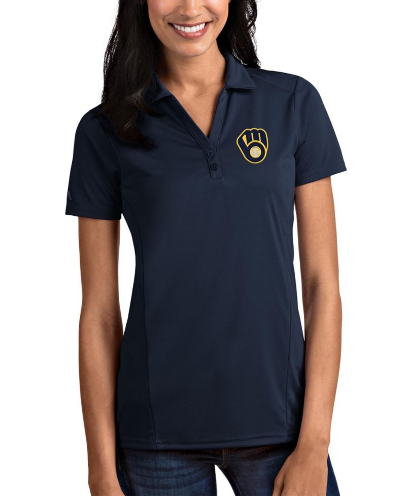 Women's Navy Milwaukee Brewers Team Tribute Polo Shirt