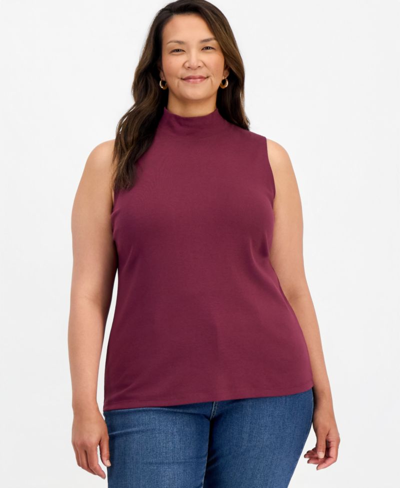 Petite Mock Neck Cotton Tank