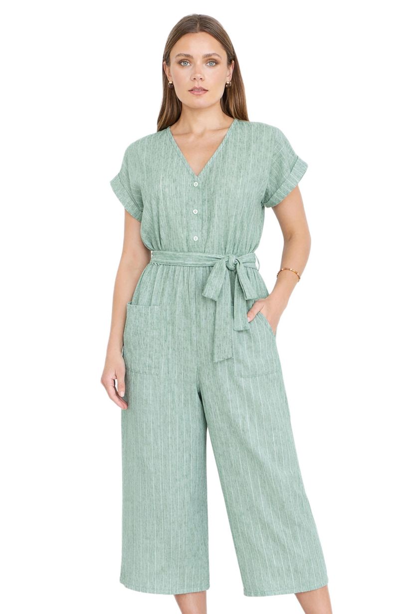 Women's V Neck Kimono Sleeve Jumpsuit