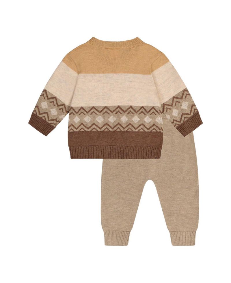 Baby Boys ( 3M to 24 M ) Knitted Sweater and Pants Set Cinnamon