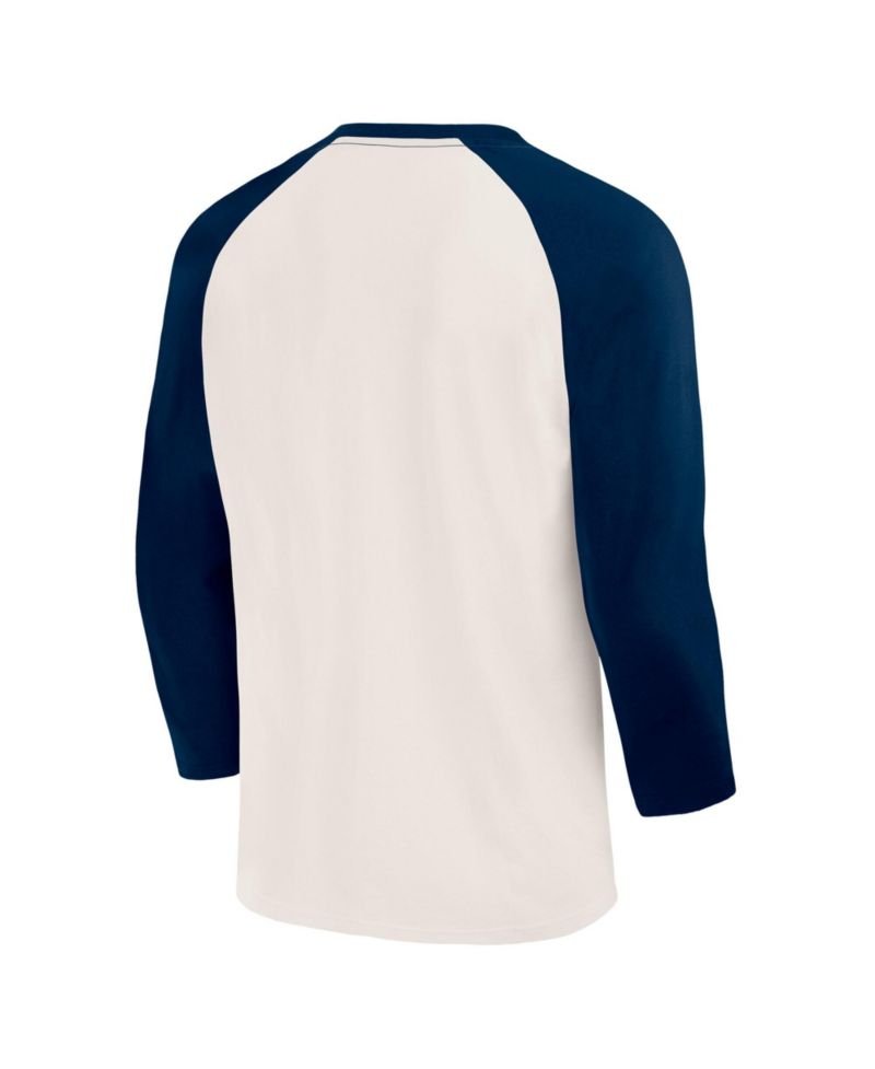 Men's Cream/Navy Los Angeles Dodgers Americana 3/4-Sleeve Raglan T-Shirt