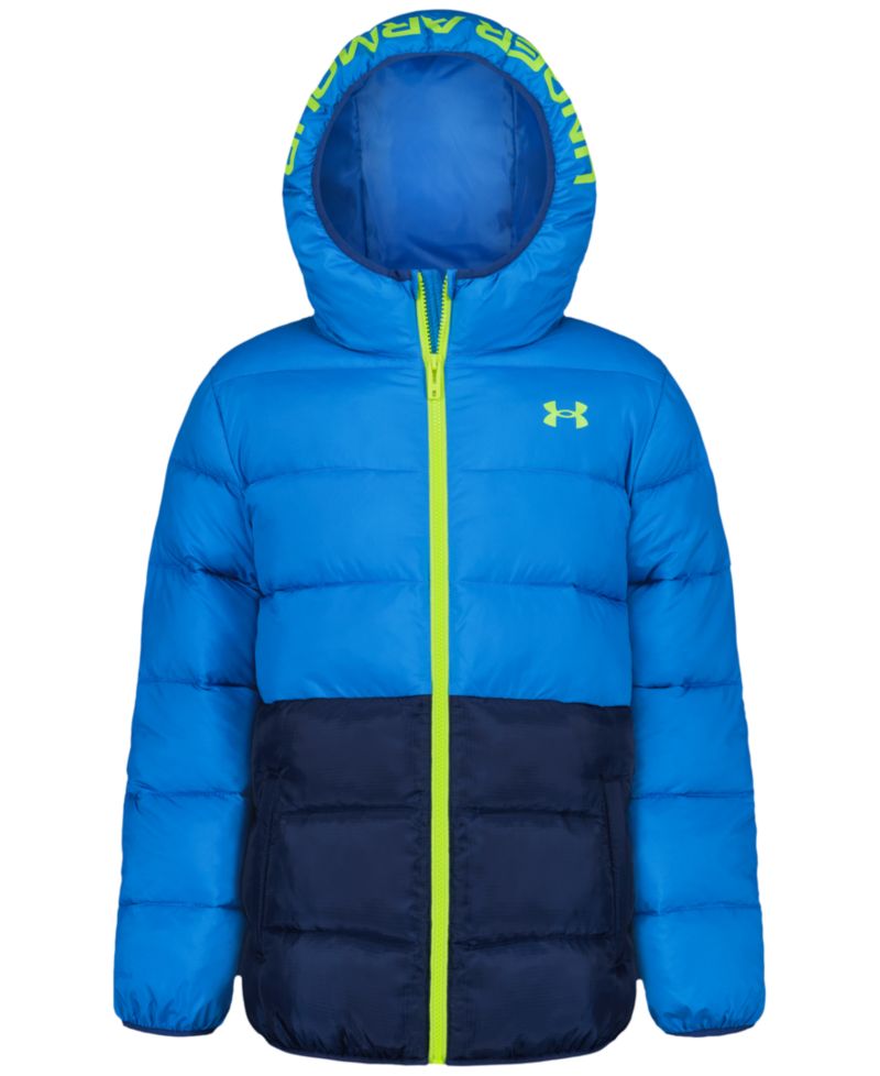 Boys' 8-20 Solid Logo Full-Zip Puffer Hooded Jacket