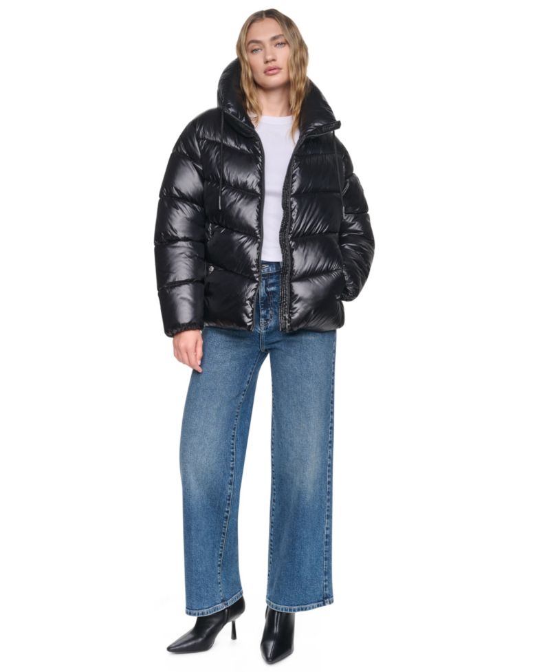 Women's Drama Collar Quilted Puffer Jacket