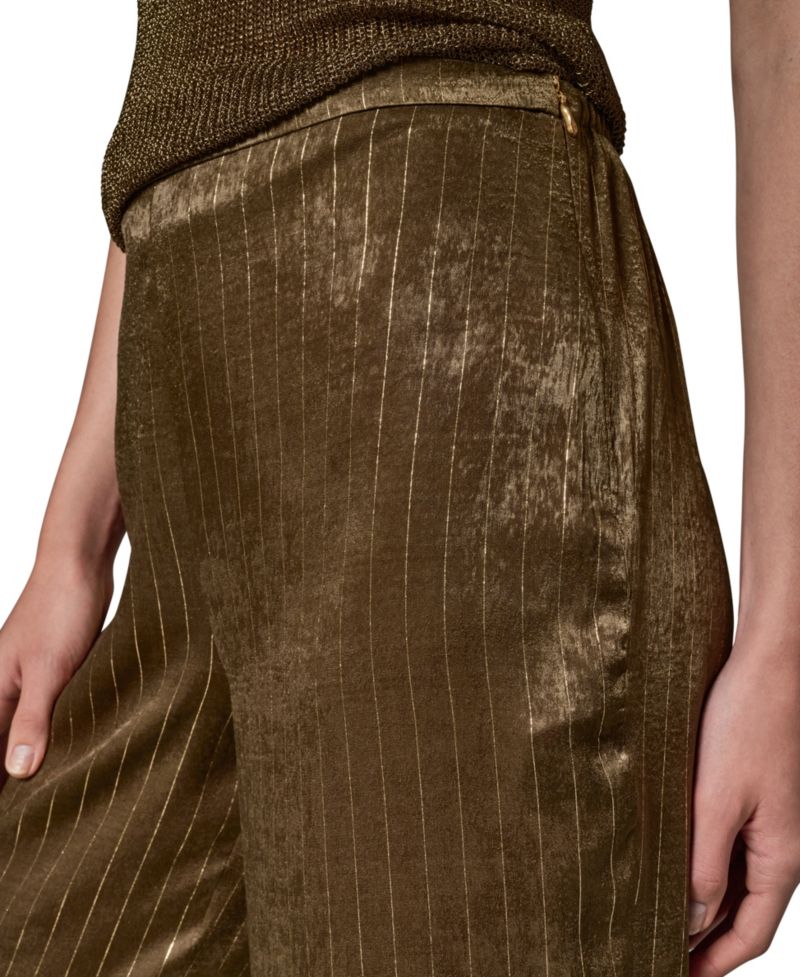 Women's Pinstripe Satin Pull-On Pants