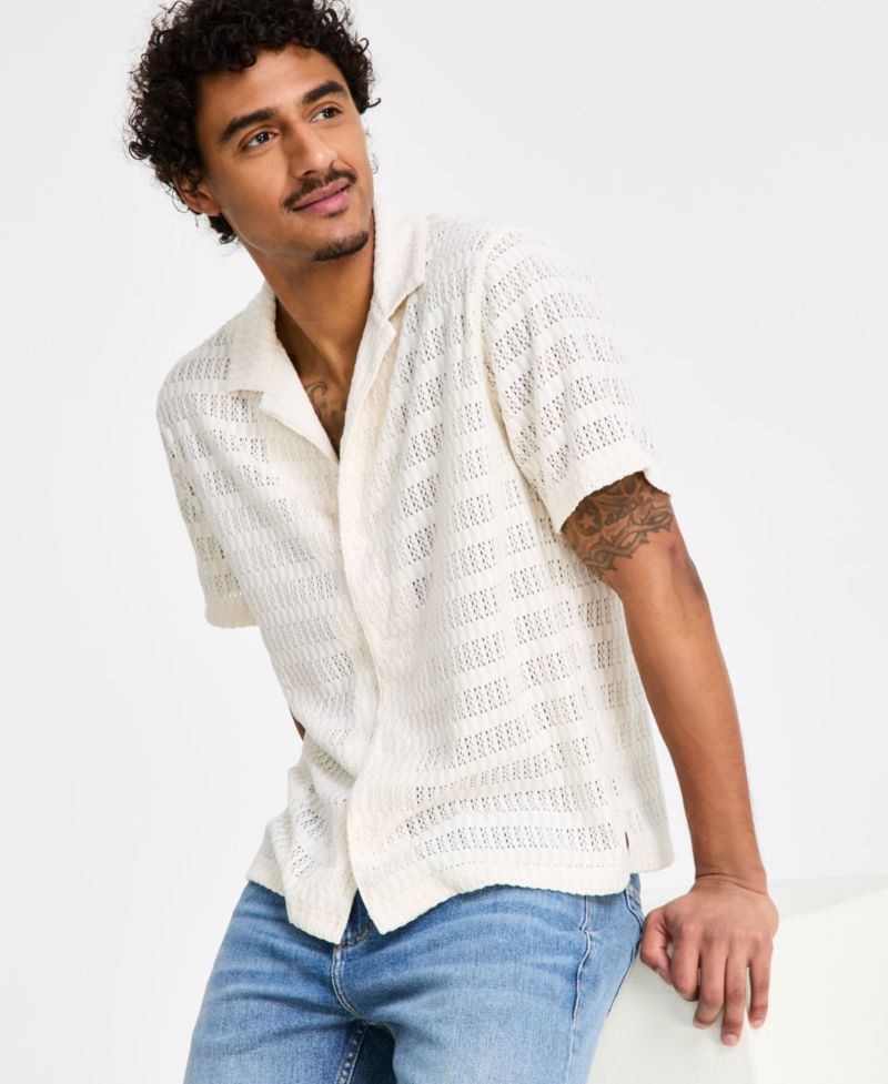 Men's Andre Knit Tonal Stripe Camp Shirt