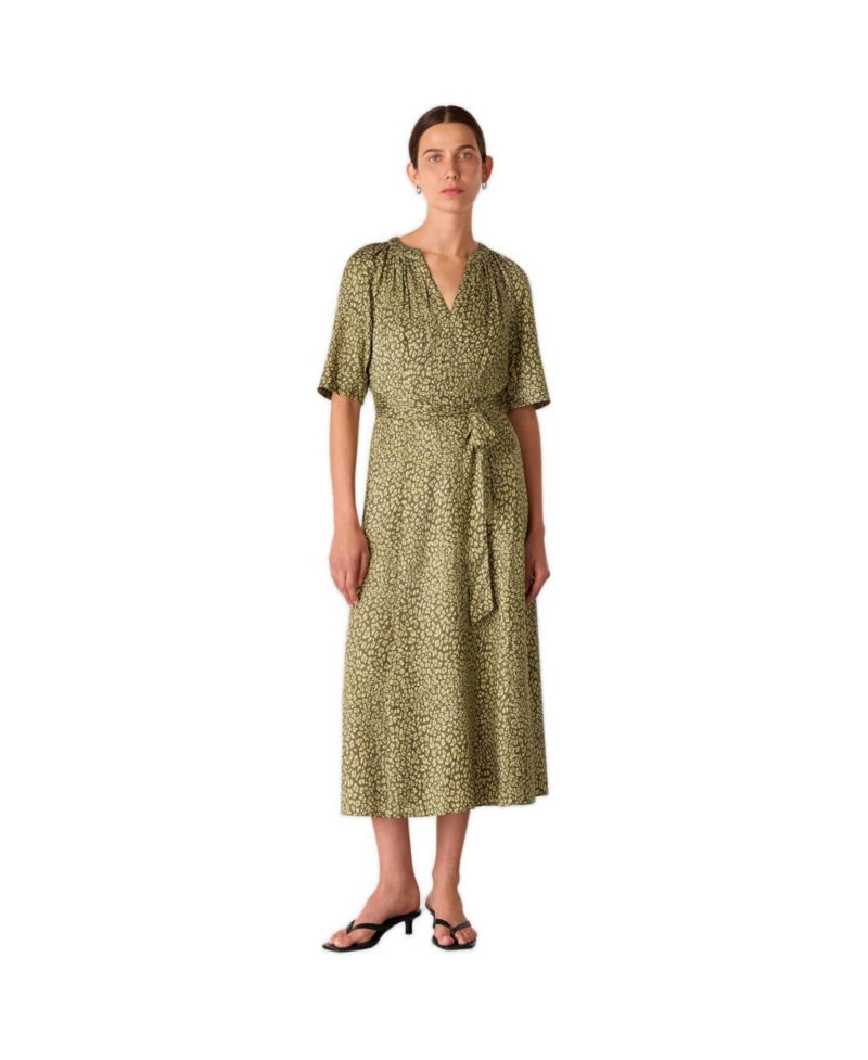 Women's Leopard Short Sleeve Midi Dress