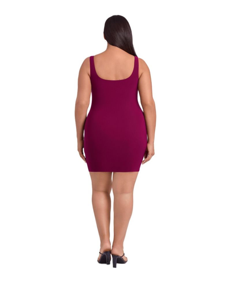 Women's Shirred Waist Square Neck Sculpting Tank Mini Dress