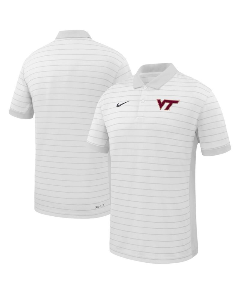 Men's White Virginia Tech Hokies 2025 Early Season Coaches Sideline Victory Stripe Performance Polo Shirt