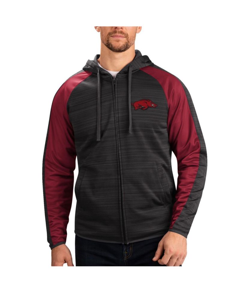 Men's Black Arkansas Razorbacks Neutral Zone Raglan Full-Zip Track Hoodie Jacket