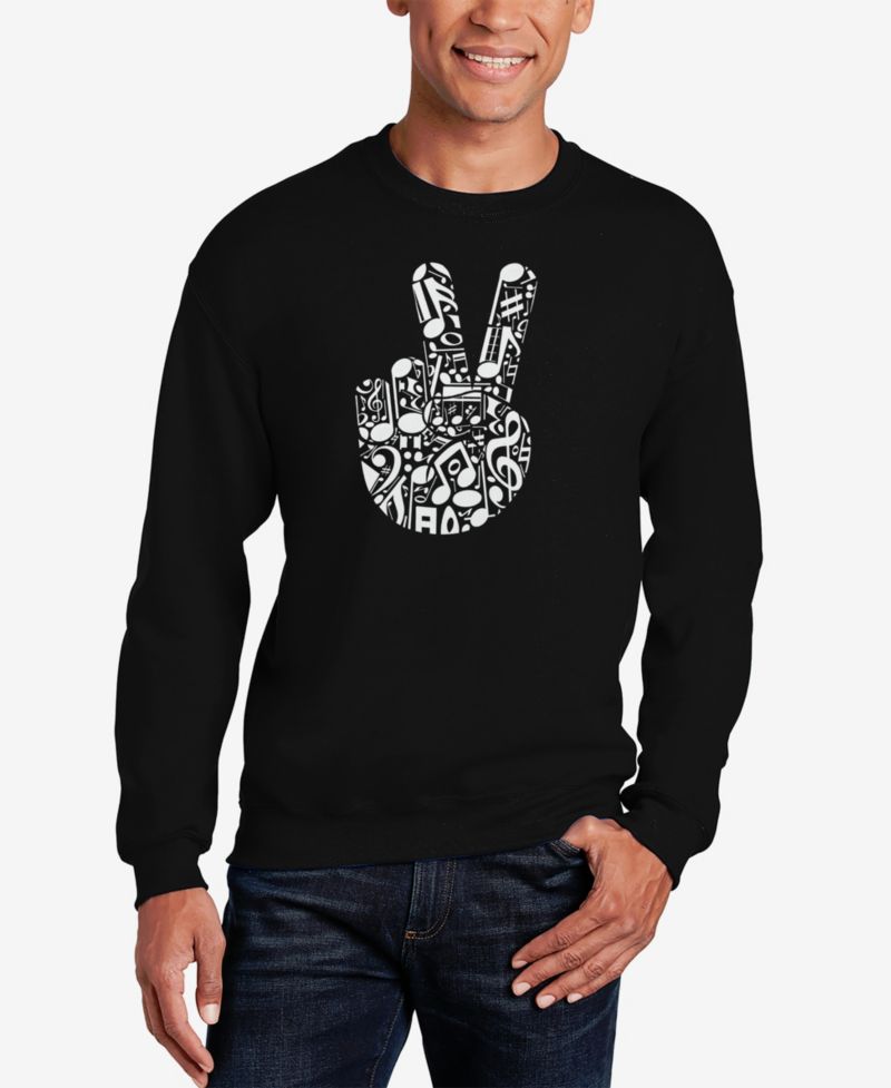 Men's Peace Finger Notes Word Art Crewneck Sweatshirt