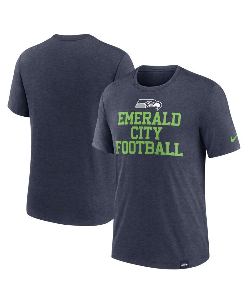 Men's Heather College Navy Seattle Seahawks Blitz Tri-Blend T-Shirt