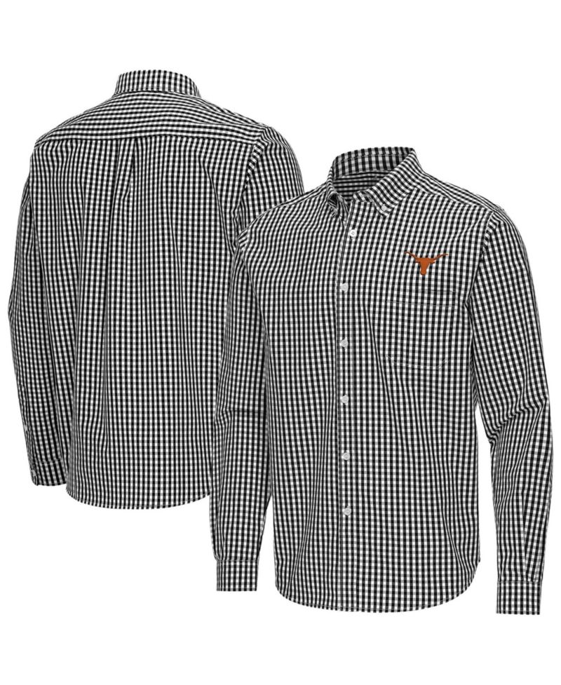 Men's Black Texas Longhorns Ellis Woven Tri-Blend Long Sleeve Button-Down Shirt
