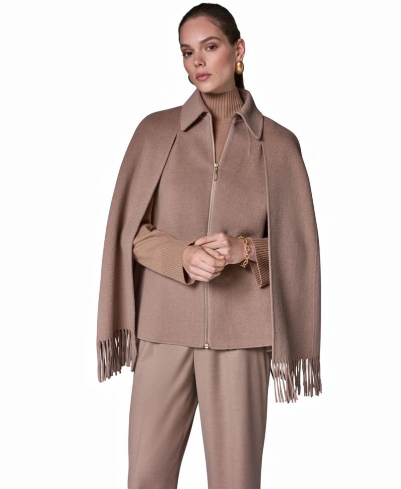 Women's Fringe Wool-Blend Cape Coat