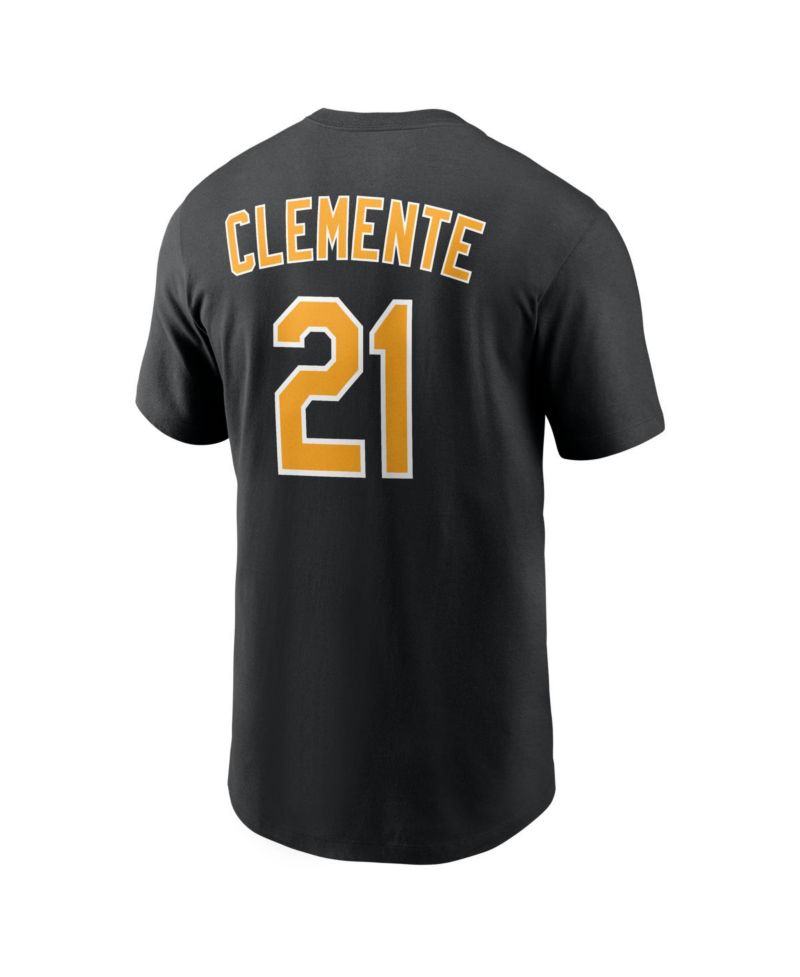 Men's Roberto Clemente Black Pittsburgh Pirates Cooperstown Collection Name & Number T-Shirt