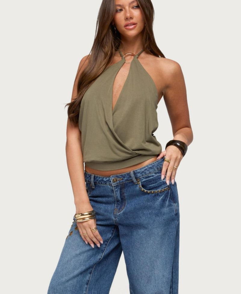 Women's Metta Ring Cutout Halter Top