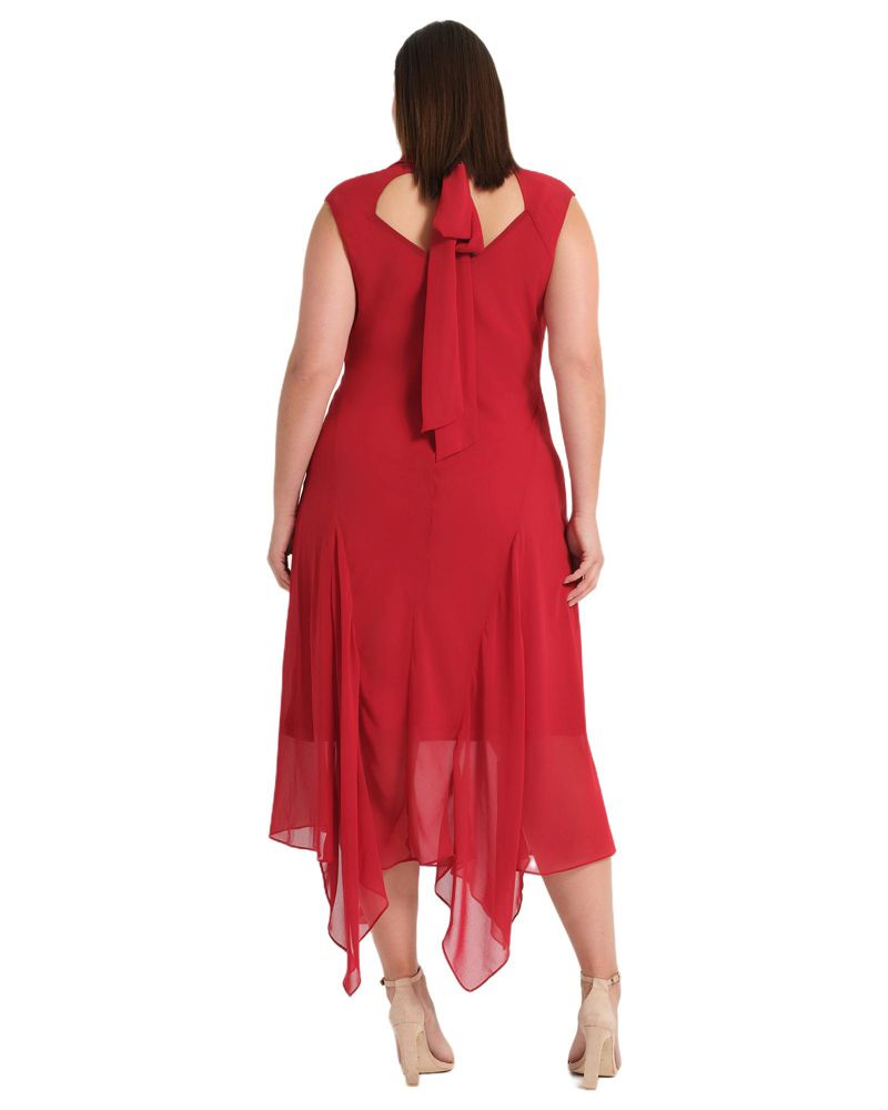 Plus Size Holly Halter Assymetric Sheath Midi Dress