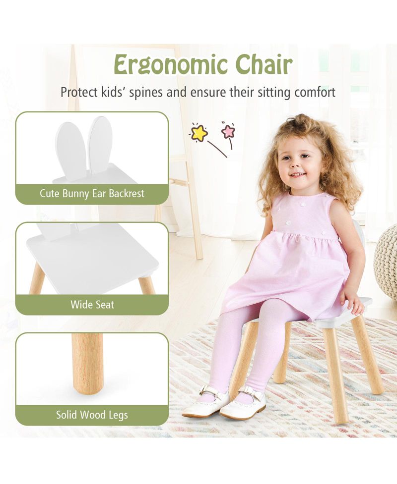 3 Pieces Kids Table and Chairs Set for Arts Crafts Snack Time